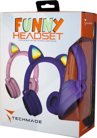 Techmade-Cuffie-Funny-Led-bt-+-microfono-purple