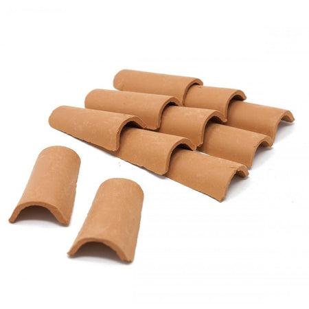 Set 12 tegole in terracotta decorazione per case e tetti presepe 3 cm