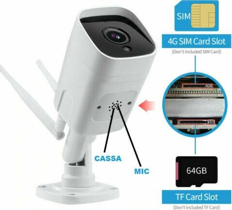 telecamera 4g Sim Gsm Camera WIFI Cam IP66 slot SD 2 MPX Audio e video HD remoto Fai da te/Sicurezza e protezione/Sistemi di sicurezza domestica/Kit video per la sicurezza domestica/Videocamere di sorveglianza/Dom camera Zencoccostore - Formia, Commerciovirtuoso.it