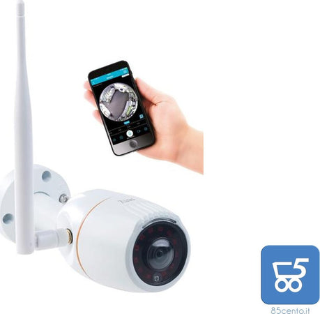 Telecamera di Sorveglianza per Esterni WiFi Visione Notturna App, IP66 Rilevatore di Movimento 720p