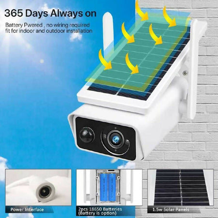 Telecamera di videosorveglanza solare ip camera wireless wifi pannello esterno 1080p sicurezza audio Fai da te/Sicurezza e protezione/Sistemi di sicurezza domestica/Kit video per la sicurezza domestica/Sistemi di trasmissione per videosorveglianza TradeKard - Acerra, Commerciovirtuoso.it