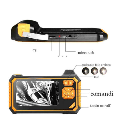 Telecamera Endoscopica 5 Mt Monitor Sonda 4.3 Pollici Videocamera Impermeabile