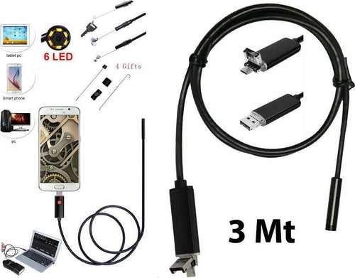 Telecamera Endoscopica 6 Led Tubo Flessibile Usb 3 Mt Impermeabile Ispezione Informatica e Videogiochi > Accessori PC > Accessori USB Trade Shop italia - Napoli, Commerciovirtuoso.it