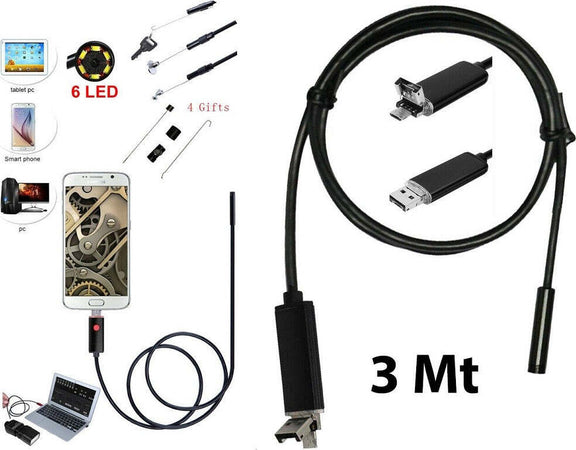 Telecamera Endoscopica 6 Led Tubo Flessibile Usb 3 Mt Impermeabile Ispezione Informatica e Videogiochi > Accessori PC > Accessori USB Trade Shop italia - Napoli, Commerciovirtuoso.it