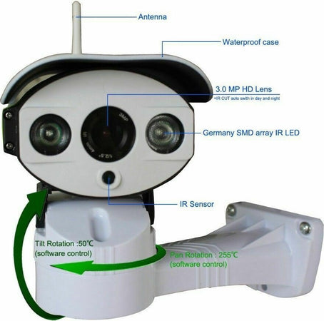 Telecamera Esterna IP Camera HD 1080p Wireless LED IR LAN Motorizzata WIFI Rete Elettronica/Informatica/Accessori/Accessori per audio e video/Webcam e periferiche VoIP Zencoccostore - Formia, Commerciovirtuoso.it