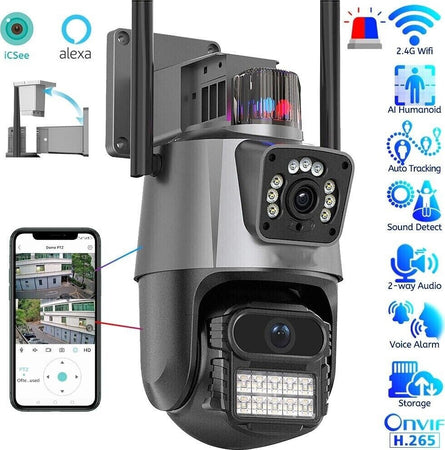 Telecamera IP 8MP 4K esterno WiFi PTZ 2 obiettivo doppio schermo 8X zoom CCTV Fai da te/Sicurezza e protezione/Sistemi di sicurezza domestica/Kit video per la sicurezza domestica/Videocamere di sorveglianza/Dom camera Zencoccostore - Formia, Commerciovirtuoso.it