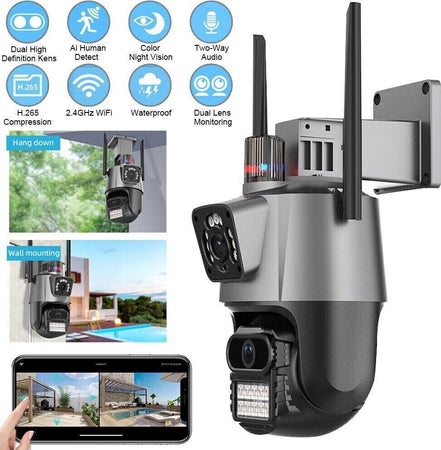 Telecamera IP 8MP 4K esterno WiFi PTZ 2 obiettivo doppio schermo 8X zoom CCTV Fai da te/Sicurezza e protezione/Sistemi di sicurezza domestica/Kit video per la sicurezza domestica/Videocamere di sorveglianza/Dom camera Zencoccostore - Formia, Commerciovirtuoso.it