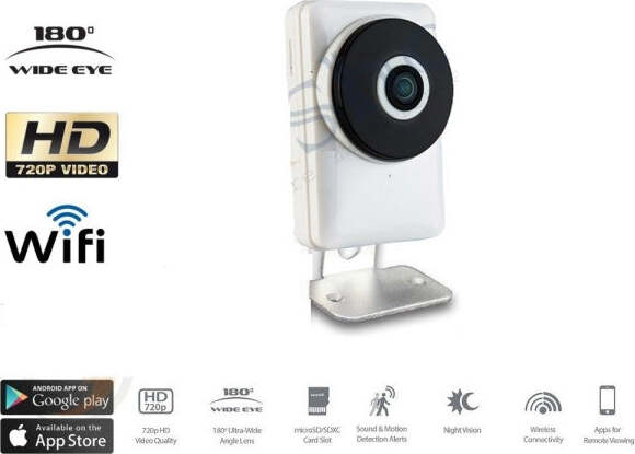 Telecamera-Ip-Cam-1-Mpx-720p-Wireless-Wifi-Registra-Micro-Sd-Wide-Eye-180-Gradi