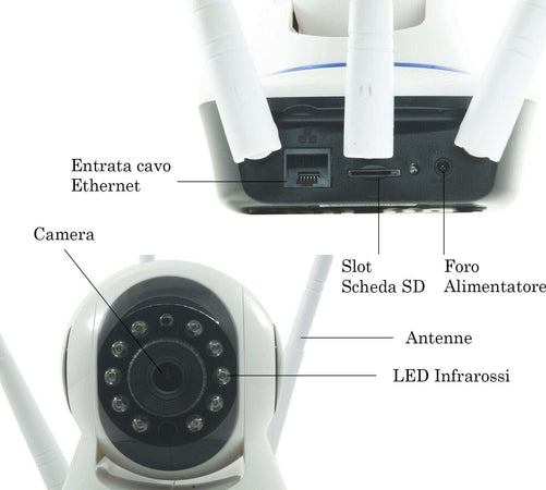 Telecamera-Ip-Cam-HD-Wireless-Motorizzata-Smart-Camera-Wi-Fi-SD-Tripla-Antenna