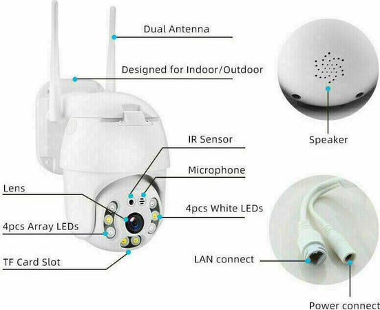 TELECAMERA IP CAM PTZ WIFI CAMERA DOME WIRELESS ESTERNO SPEED ZOOM 4MM Fai da te/Sicurezza e protezione/Sistemi di sicurezza domestica/Kit video per la sicurezza domestica/Videocamere di sorveglianza/Dom camera Zencoccostore - Formia, Commerciovirtuoso.it