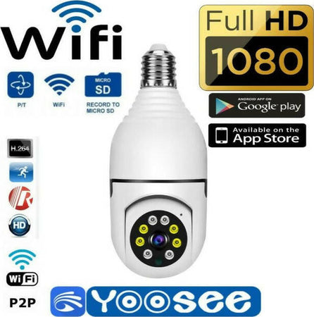 Telecamera Ip Lampadina E27 Da Interno 360 Gradi Wireless E27 Ptz Videosorveglianza Autotracking Segue L'oggetto Che Si Muove Yoosee Fai da te/Sicurezza e protezione/Sistemi di sicurezza domestica/Kit video per la sicurezza domestica/Videocamere di sorveglianza/Dom camera TradeKard - Acerra, Commerciovirtuoso.it
