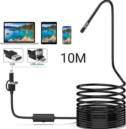 TELECAMERA-MINI-ENDOSCOPICA-LED-CAMERA-ISPEZIONE-FLESSIBILE-10M-INGRESSO-MICROUSB