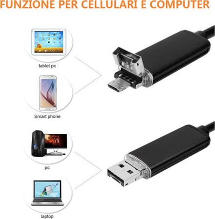 TELECAMERA-MINI-ENDOSCOPICA-LED-CAMERA-ISPEZIONE-FLESSIBILE-10M-INGRESSO-MICROUSB
