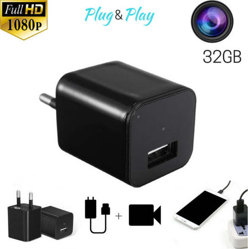 Telecamera-Nascosta-Spycam-Caricatore-Batteria-Smartphone-Adattatore-Usb-32gb-Hd
