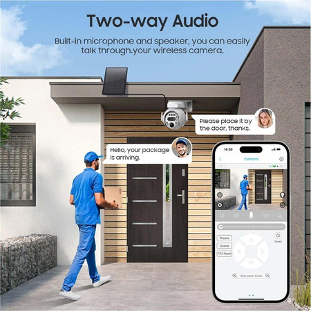 Telecamera-Solare-4G/WIFI-CCTV-doppio-obiettivo-12X-INFRAROSSI-Audio-2-vie-Sensore-PIR-IP65