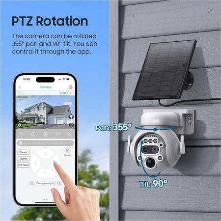 Telecamera-Solare-4G/WIFI-CCTV-doppio-obiettivo-12X-INFRAROSSI-Audio-2-vie-Sensore-PIR-IP65