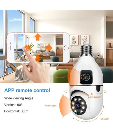 Telecamera Wifi Da Interno Esterno 5 Mp Videocamera Lampadina Con Doppia Lente