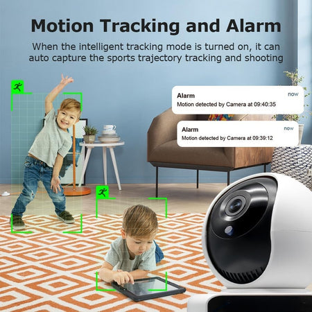 Telecamera-WiFi-Interno--Monitor-Anziano-Bambino-con-Chiamata-con-un-Pulsante--Audio-a-2-vie-PTZ-VISIONE-NOTTURNA