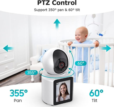 Telecamera-WiFi-Interno--Monitor-Anziano-Bambino-con-Chiamata-con-un-Pulsante--Audio-a-2-vie-PTZ-VISIONE-NOTTURNA