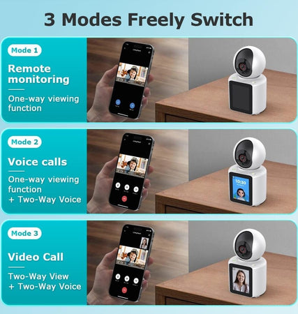 Telecamera-WiFi-Interno--Monitor-Anziano-Bambino-con-Chiamata-con-un-Pulsante--Audio-a-2-vie-PTZ-VISIONE-NOTTURNA