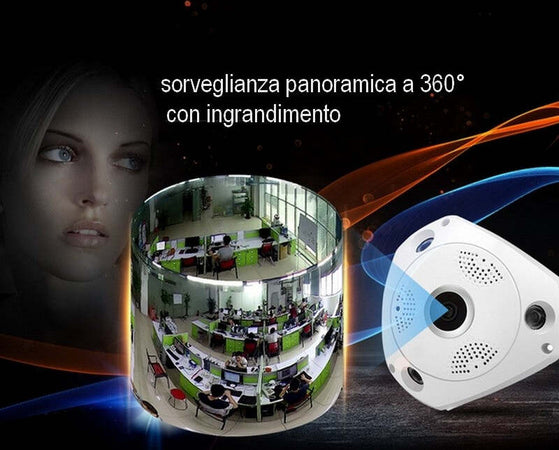TELECAMERA WIFI PANORAMICA IP GRANDANGOLO 360° VRCAM FISHEYE 4 TELECAMERE IN 1  Trade Shop italia - Napoli, Commerciovirtuoso.it