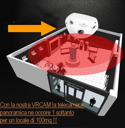 TELECAMERA WIFI PANORAMICA IP GRANDANGOLO 360° VRCAM FISHEYE 4 TELECAMERE IN 1  Trade Shop italia - Napoli, Commerciovirtuoso.it