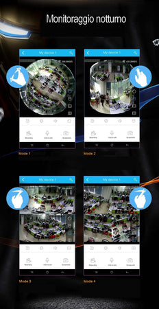 TELECAMERA WIFI PANORAMICA IP GRANDANGOLO 360° VRCAM FISHEYE 4 TELECAMERE IN 1  Trade Shop italia - Napoli, Commerciovirtuoso.it