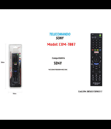 Telecomando Compatibile Con Sony Lcd Led Nessuna Pragrammazione Serietv Com-t007
