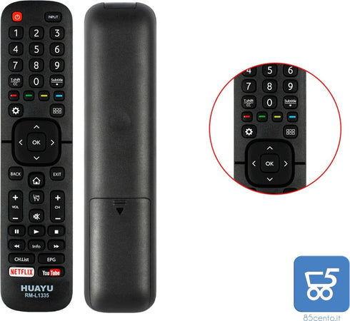 Telecomando Universale HUAYU di Controllo per Hisense RM-L1335 TV con Netflix e Youtube
