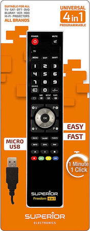 TELECOMANDO-UNIVERSALE-USB-'FREEDOM'-4-in-1-controllo-4-dispositivi-Superior