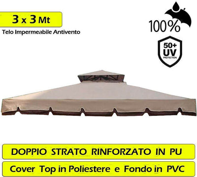 Telo-Copertura-Gazebo-3X3-350gr-Ricambio-Camino-Antivento-Antipioggia-3-x-3-mt