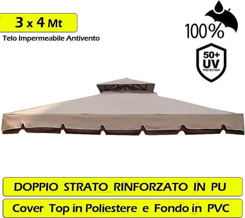 Telo-Copertura-Gazebo-3X4-300gr-Ricambio-Camino-Antivento-Antipioggia-3-x-4-mt