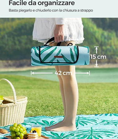 Telo Da Picnic Pieghevole Azzurro Fantasia Compatto Con Tracolla Sport e tempo libero/Attività ricreative all'aperto/Camping e outdoor/Accessori per picnic/Coperte da picnic Liquidator Italia - Nicosia, Commerciovirtuoso.it