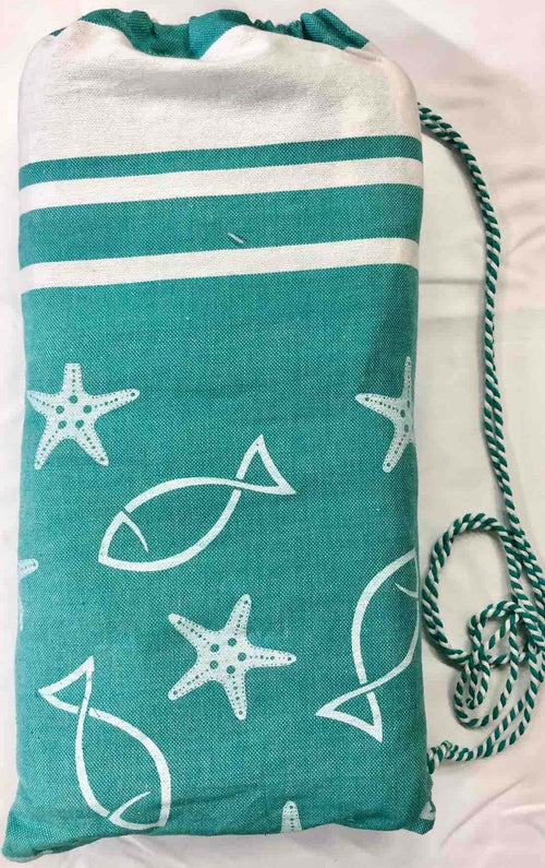 TELO-MARE-FOUTA-PER-LETTINO-COTONE-75X195-RIGATO-PON-PON-E-TASCHE-LATERALI