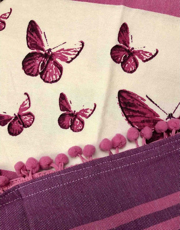 Telo-mare-Fouta-Singolo-con-Righe-e-Farfalle