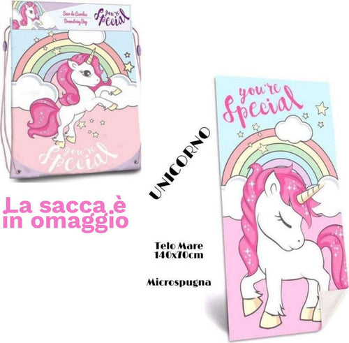 Telo Mare In Cotone Unicorni + Sacca In Omaggio Asciugamano Mare Piscina Bambine Casa e cucina/Tessili per la casa/Biancheria da bagno/Asciugamani/Teli mare Trade Shop italia - Napoli, Commerciovirtuoso.it