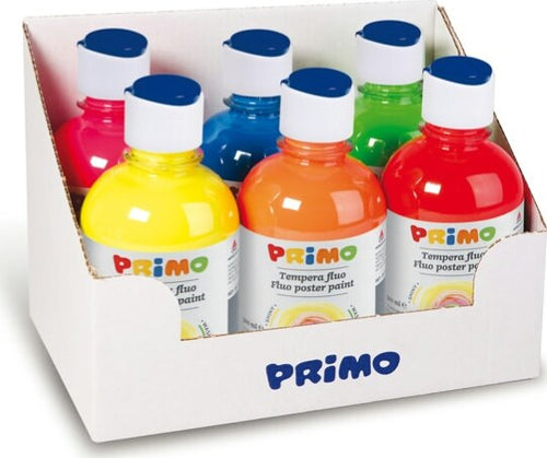 Tempera brillante fluorescente - 300ml - colori fluo assortiti - Primo - box 6 colori Giochi e giocattoli/Attività creative/Accessori per disegnare e colorare/Pittura/Colori a tempera Eurocartuccia - Pavullo, Commerciovirtuoso.it