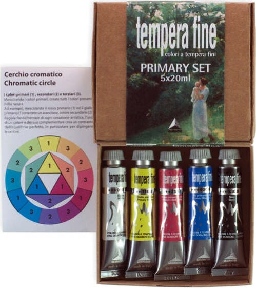 Tempera fine Primary Set - 20 ml - colori primari (nero bianco inclusi) - Maimeri - set 5 pezzi Giochi e giocattoli/Attività creative/Accessori per disegnare e colorare/Pittura/Colori a tempera Eurocartuccia - Pavullo, Commerciovirtuoso.it