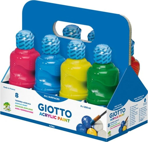 Tempera pronta acrilica - 250ml - colori assortiti - Giotto - schoolpack 8 flaconi Giochi e giocattoli/Attività creative/Accessori per disegnare e colorare/Pittura/Colori a tempera Eurocartuccia - Pavullo, Commerciovirtuoso.it