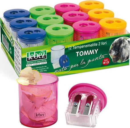 Temperamatite - 2 fori - con contenitore - Lebez [multipack] 12 pezzi Cancelleria e prodotti per ufficio/Penne matite scrittura e correzione/Temperamatite Eurocartuccia - Pavullo, Commerciovirtuoso.it
