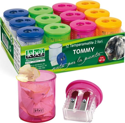 Temperamatite - 2 fori - con contenitore - Lebez [multipack] 12 pezzi Cancelleria e prodotti per ufficio/Penne matite scrittura e correzione/Temperamatite Eurocartuccia - Pavullo, Commerciovirtuoso.it