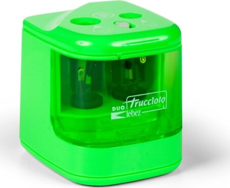 Temperamatite elettrico 4306 con contenitore - 2 fori - colori assortiti - Lebez Cancelleria e prodotti per ufficio/Penne matite scrittura e correzione/Temperamatite Eurocartuccia - Pavullo, Commerciovirtuoso.it