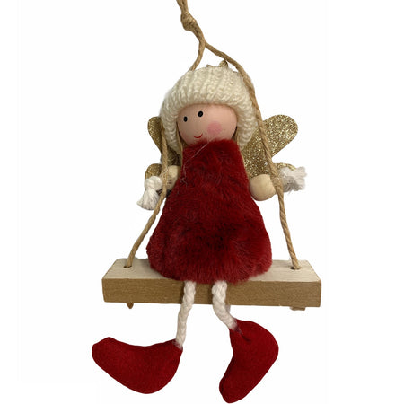 Pendaglio bambolina in pezza h 28 cm, pallina per Albero di Natale addobbi natalizi