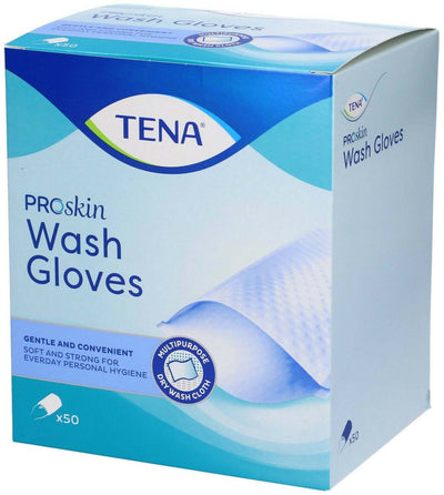 Tena Wash Glove Manopole In Cellulosa Monouso 50 Pz.