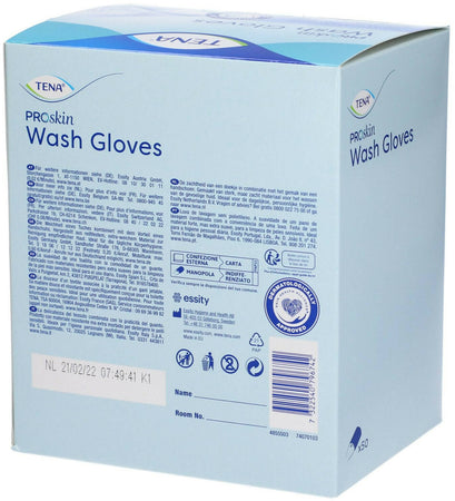 Tena Wash Glove Manopole In Cellulosa Monouso 50 Pz.