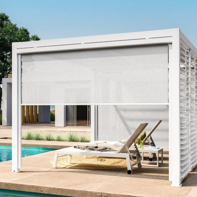 Tenda a rullo Frangisole laterale per pergola Bioclimatica con zanzariera