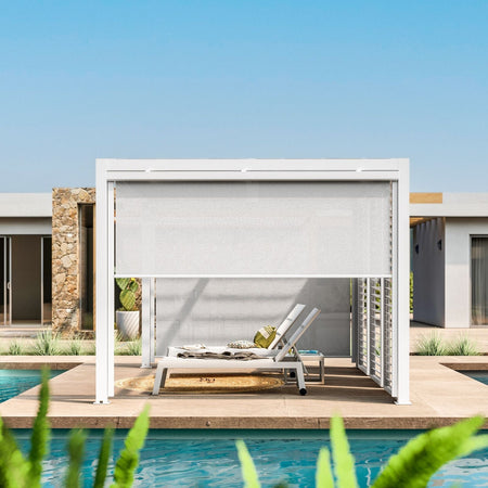 Tenda a rullo Frangisole laterale per pergola Bioclimatica con zanzariera