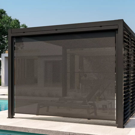 Tenda a rullo Frangisole laterale per pergola Bioclimatica con zanzariera