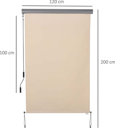 Tenda-Avvolgibile-Parasole-con-Manovella,-Installazione-a-Muro-o-Soffitto,-120x200cm,-Beige-ZS4830-235CWZS4