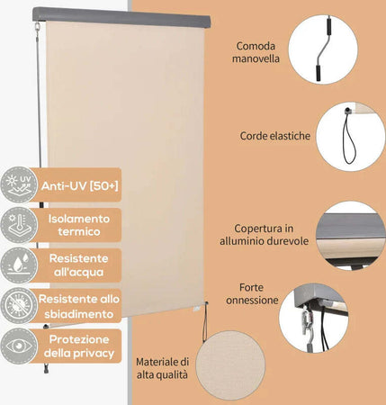 Tenda-Avvolgibile-Parasole-con-Manovella,-Installazione-a-Muro-o-Soffitto,-120x200cm,-Beige-ZS4830-235CWZS4